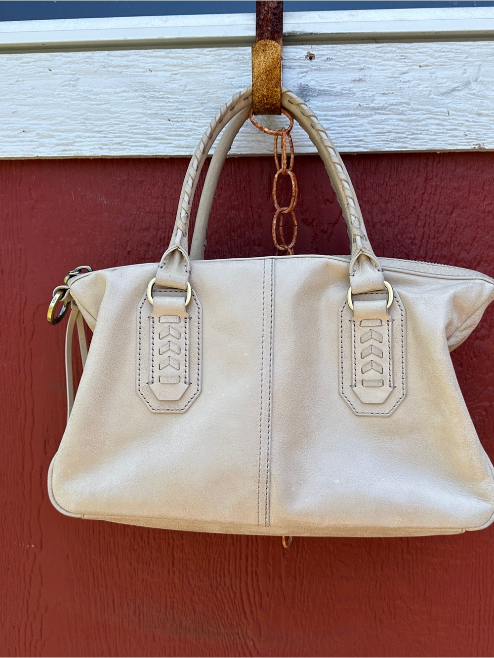 HOBO Cream Leather Shoulder Bag